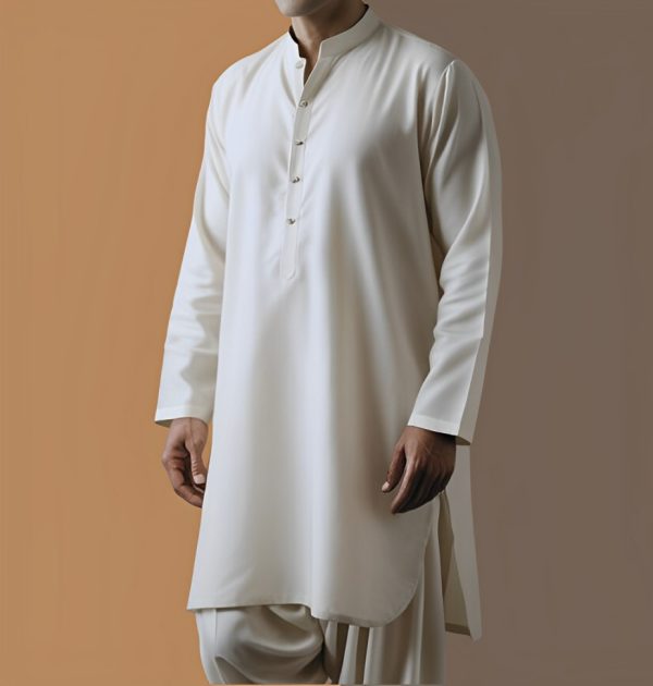 2 Piece Off White Unstitched Fabric Gents Cotton