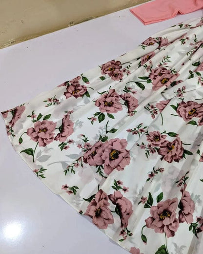 2 Pcs Stylish Floral Print Maxi Dress with Pink Jacket | Women’s Western Wear Maxi Outfit