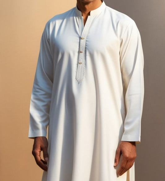 2 Piece Off White Unstitched Fabric Gents Cotton