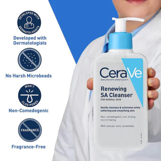 Cerave Renewing Sa Cleanser And Hydrating Cleanser With Salicylic Acid & Ceramides – (237ml)