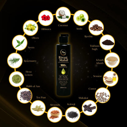 Rivaj Mahal 100% Natural Formula For Men & Women | Stops Hair Fall, Promotes Thick & Long Hair – 200ml