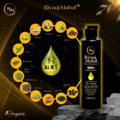 Rivaj Mahal 100% Natural Formula For Men & Women | Stops Hair Fall, Promotes Thick & Long Hair – 200ml