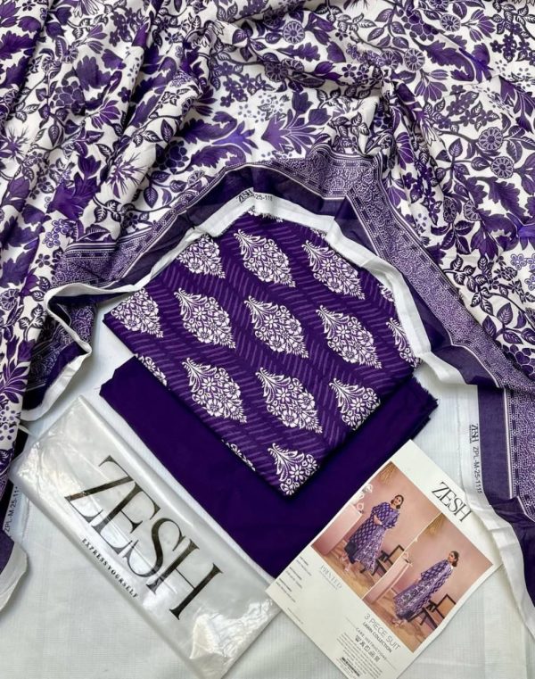 ✨ Zesh ✨ 3 Pieceunstitched Suit Zesh Summaer Lawn Collection 2025