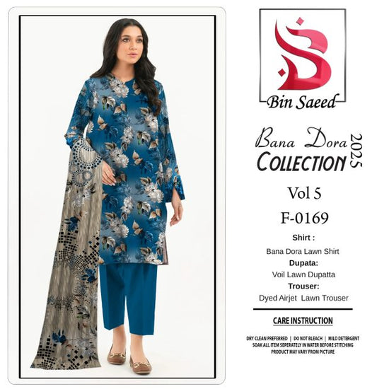 ✨ Binsaeed❤️ Bana Dora 3piece Unstitched Suit Summaer Lawn Collection