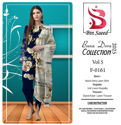 ✨ Binsaeed❤️ Bana Dora 3piece Unstitched Suit Summaer Lawn Collection