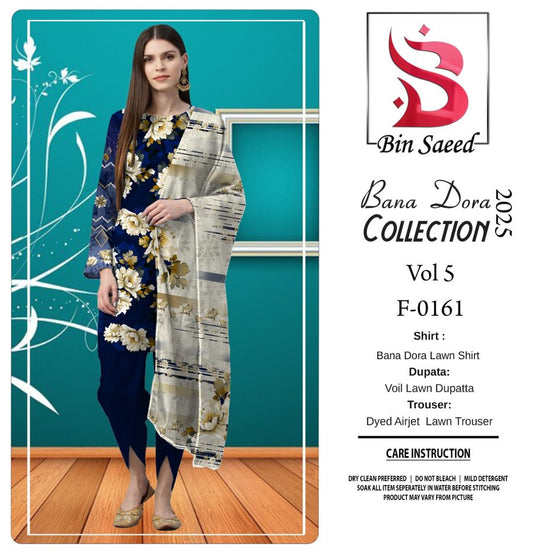 ✨ Binsaeed❤️ Bana Dora 3piece Unstitched Suit Summaer Lawn Collection