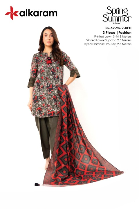 Alkaram Lawn | Unstitched Collection 3 Pieces Casual Wear| Summer Collection 2025 Collection Vol 1❤️