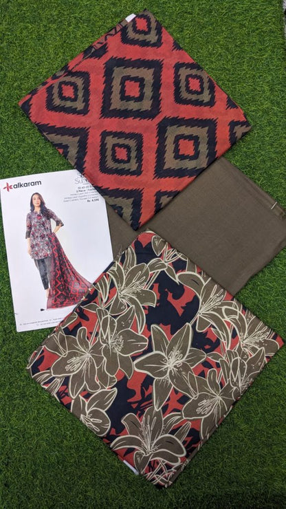 Alkaram Lawn | Unstitched Collection 3 Pieces Casual Wear| Summer Collection 2025 Collection Vol 1❤️