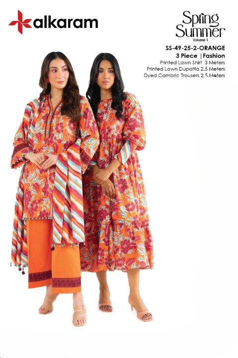 Alkaram Lawn | Unstitched Collection 3 Pieces Casual Wear| Summer Collection 2025 Collection Vol 1❤️