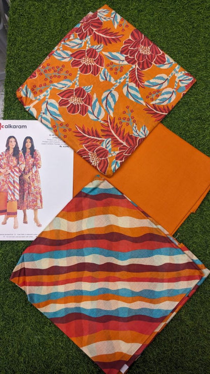 Alkaram Lawn | Unstitched Collection 3 Pieces Casual Wear| Summer Collection 2025 Collection Vol 1❤️