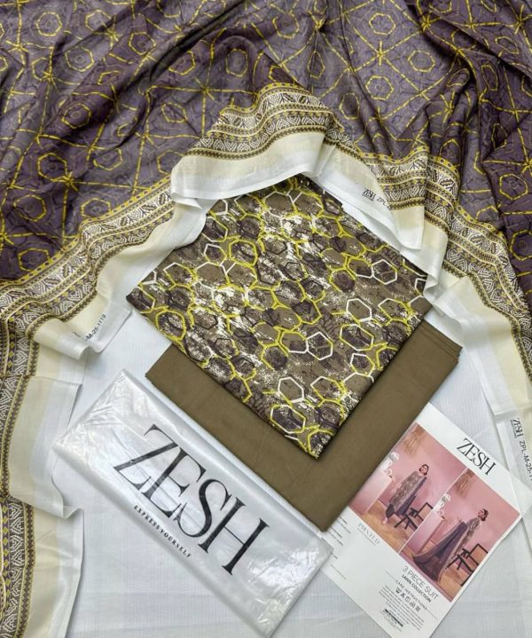 Zesh 3-Piece Unstitched Summer Lawn Suit 2025 | Premium Women’s Lawn Collection Pakistan