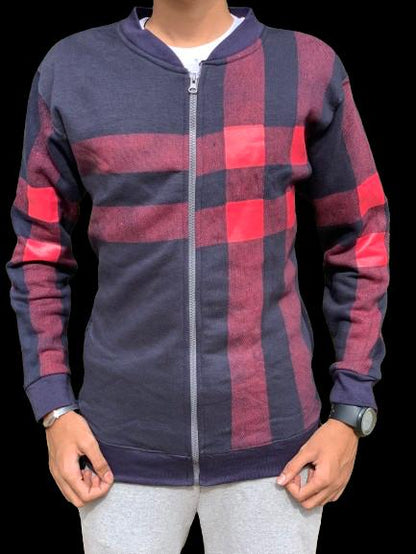 Men’s Stylish Zipper Jacket With Contrast Checked Zipper | Jacket For Men’s & Boys | Stylish Jacket For Formal & Casual Wear | Checked Design Jacket