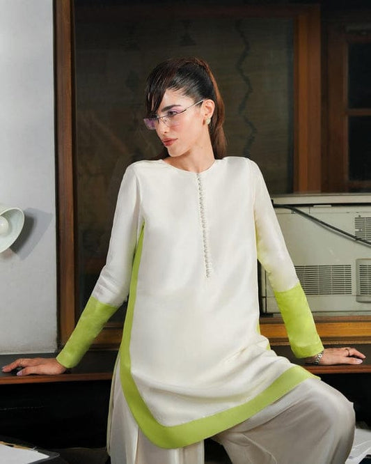 Rosy Glow Swiss Lawn Shirt – Elegant Color Block Design For Women